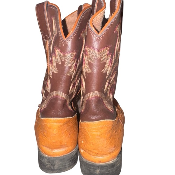 Justin Boots Tan and Brown Kids Cowboy Boots - Picture 3 of 7
